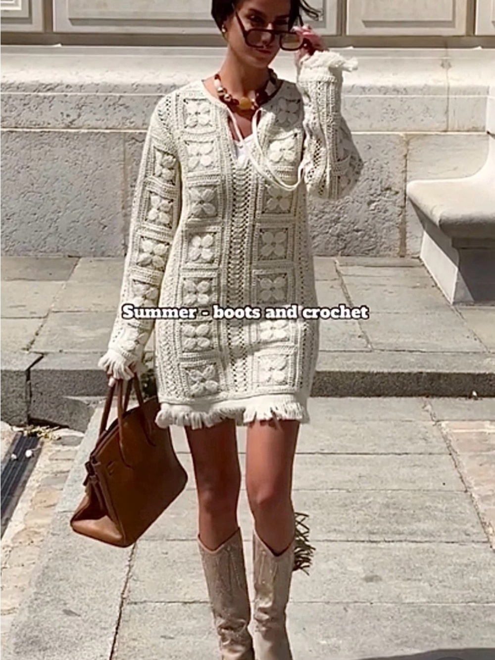 H&M Edition Crochet Open-Knit Tunic with Tie Front